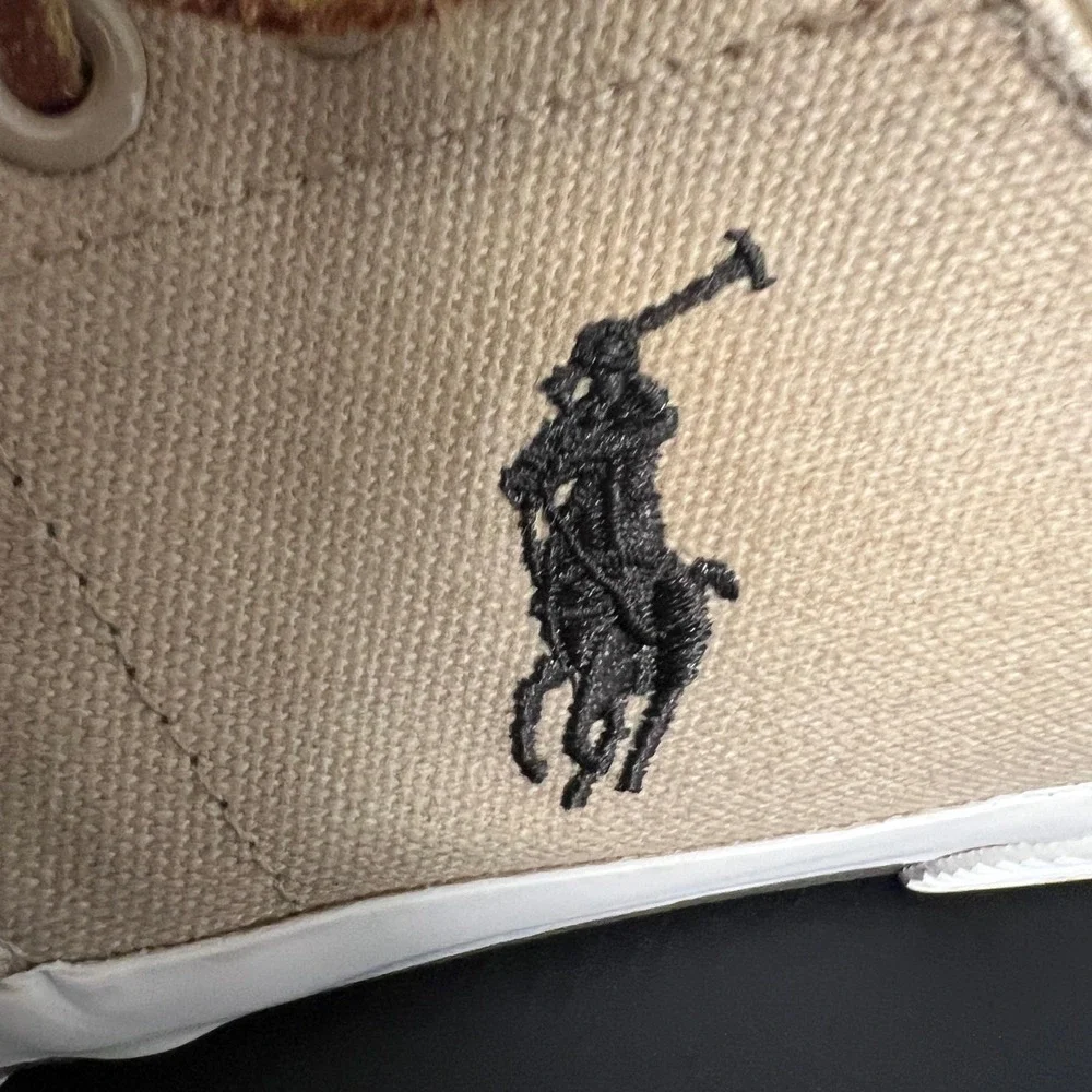 Polo Ralph Lauren Faxon Low Mens Khaki Canvas Sneakers 8.5D 0200001087 L15